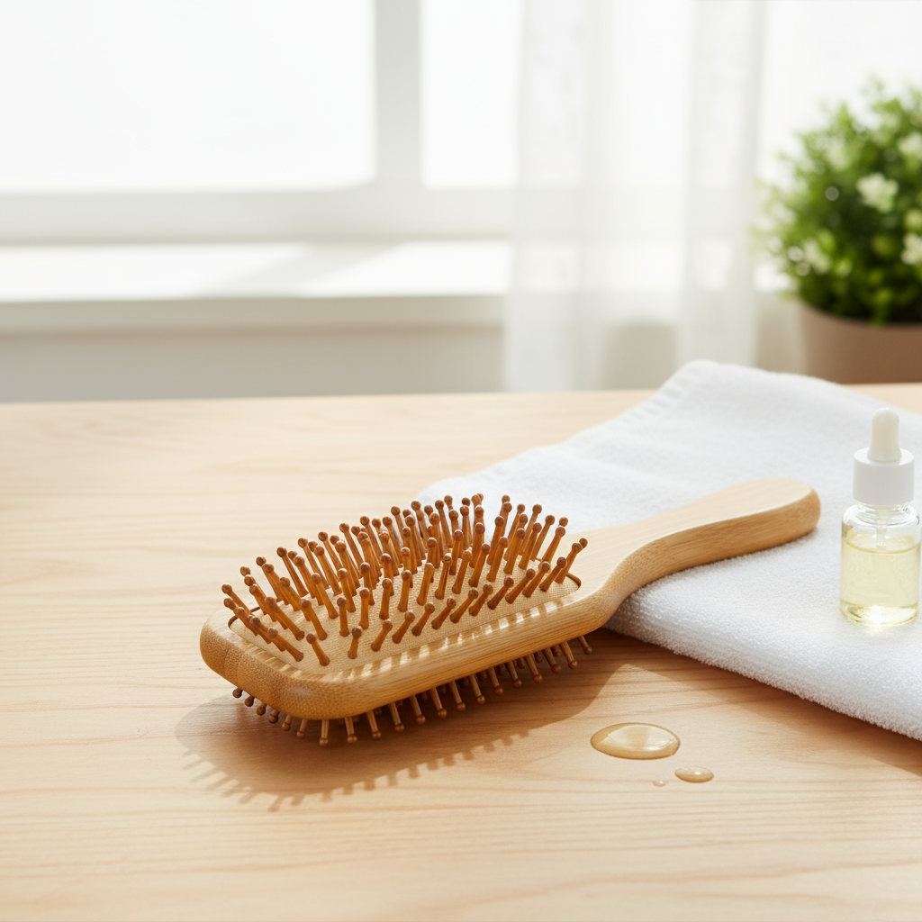 Pente de Madeira de Bambu Eco-Friendly Antiestático com Design de Almofada de Ar para Massagem no Couro Cabeludo