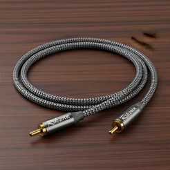 Cabo Coaxial de Áudio Digital Riksoin Gold RCA para RCA para Subwoofer de Home Theater HDTV Elite