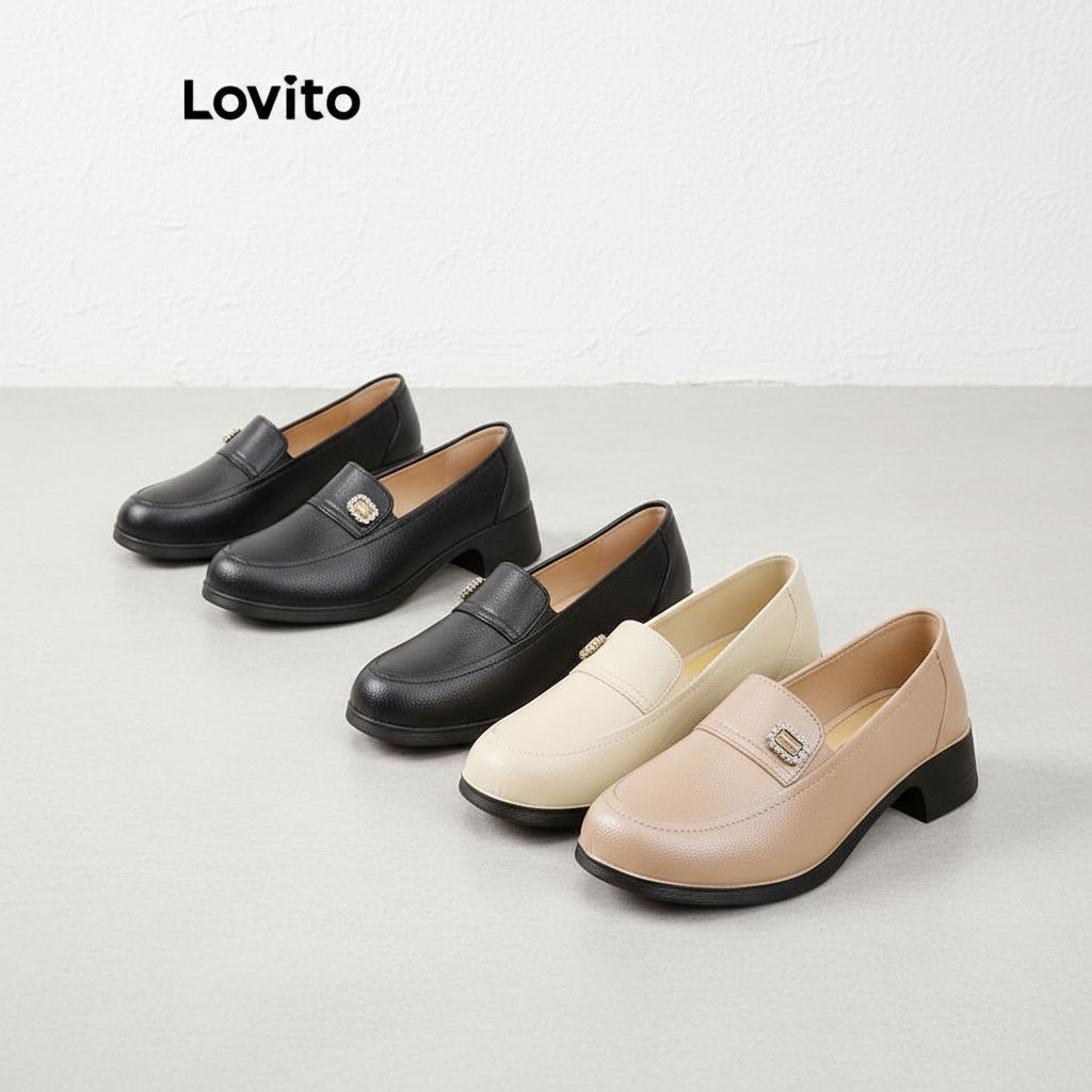 Lovito Vintage simples apontou salto sapatos de trabalho Formal Wear mocassins para mulher LFA71160\3 em Oferta na Shopee