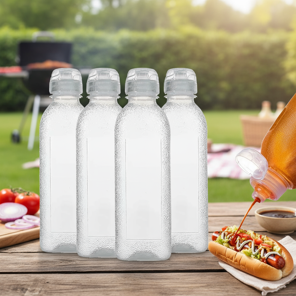 4 Pacotes Mini Frascos Squeeze para Temperos de Cozinha Ketchup Molho Salada Azeite Dispenser Piquenique Ferramentas