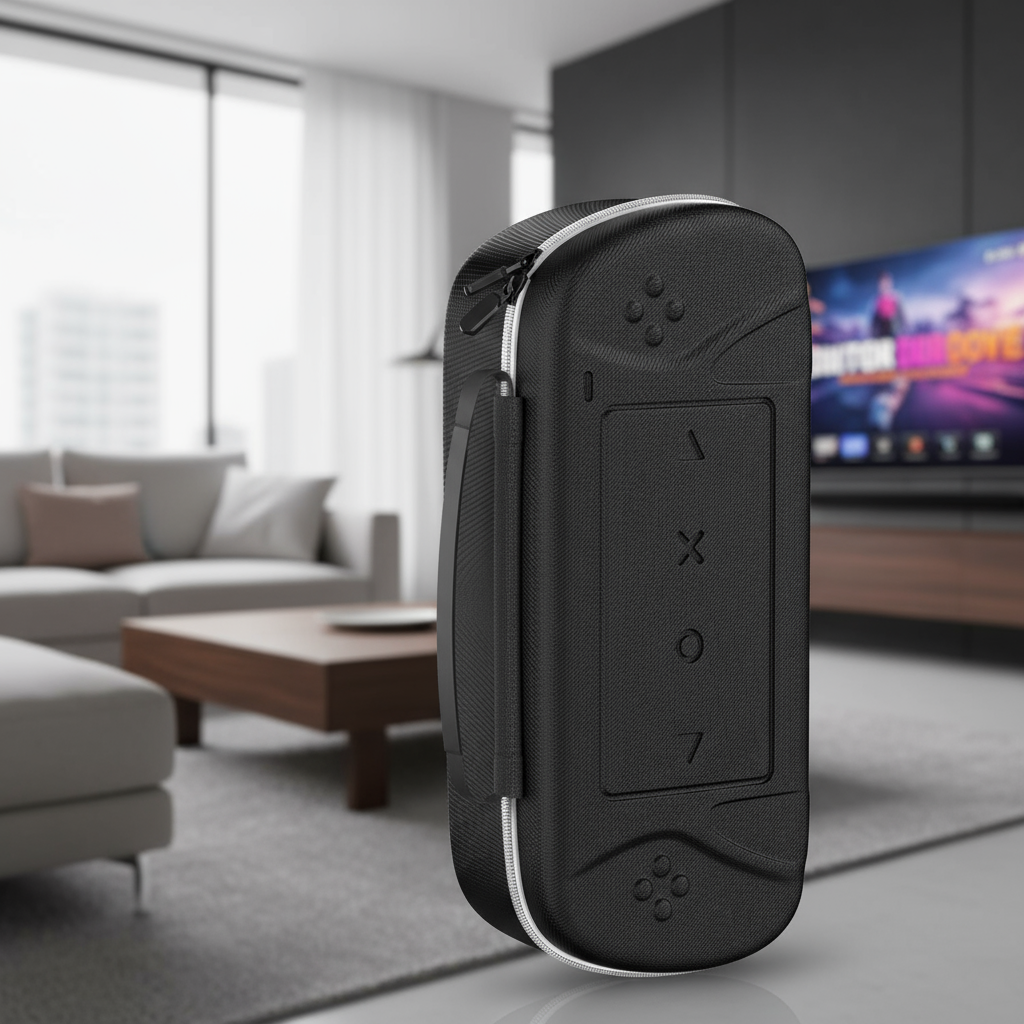 Estojo Rígido Preto para Playstation Portal Remote, Estojo de Viagem com Bolso com Zíper para Acessórios, Design