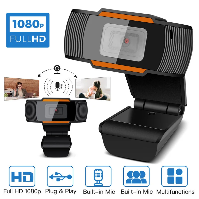 Câmera Webcam 1080p com Microfone, Câmera Computador HD USB, Plug & Play para PC, Notebook, Desktop, Zoom, Teams, Google
