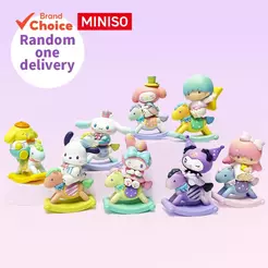MINISO sanrio “coração infantil carrossel” série - kuromi & cinnamoroll & mais figuras colecionáveis aleatórias 7cm ×
