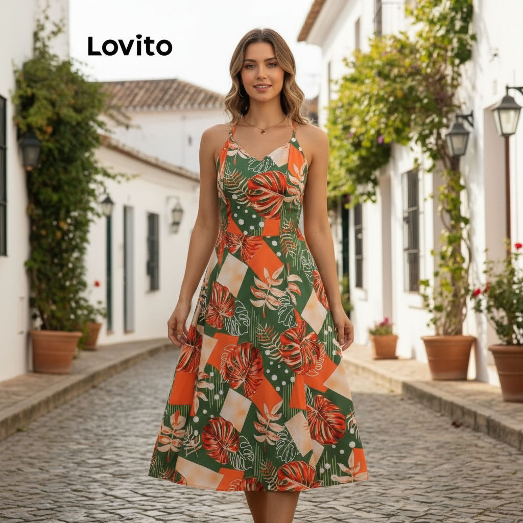 Lovito Vestido Boho Feminino com Estampa Floral para Verão e Primavera LBL19200 em Oferta na Shopee