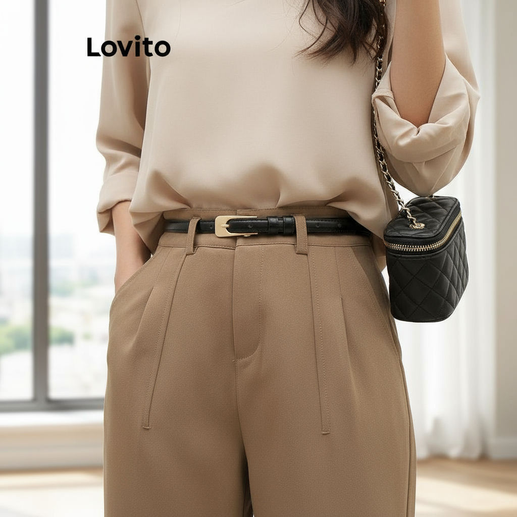 Lovito Cinto Feminino Casual Geométrico Liso LFA27336 em Oferta na Shopee