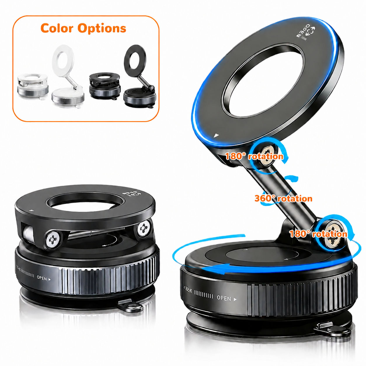  Suporte Magnético de Celular para Carro com Ventosa Ajustável 360° Tamanho de Bolso Suporte de Carro Dobrável
