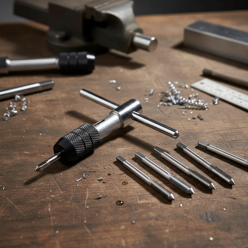 Chave de Tarraxa com Cabo em T Ajustável para Machinista de Metal, Broca, Parafuso de Máquina, Rosca Métrica M3 M4 M5
