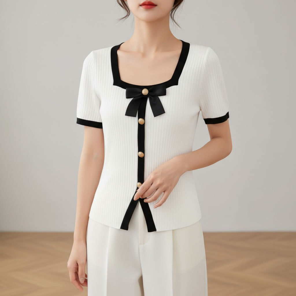 Lovito Blusa Feminina Casual Patchwork Colorida com Botão e Laço L129ED594 em Oferta na Shopee