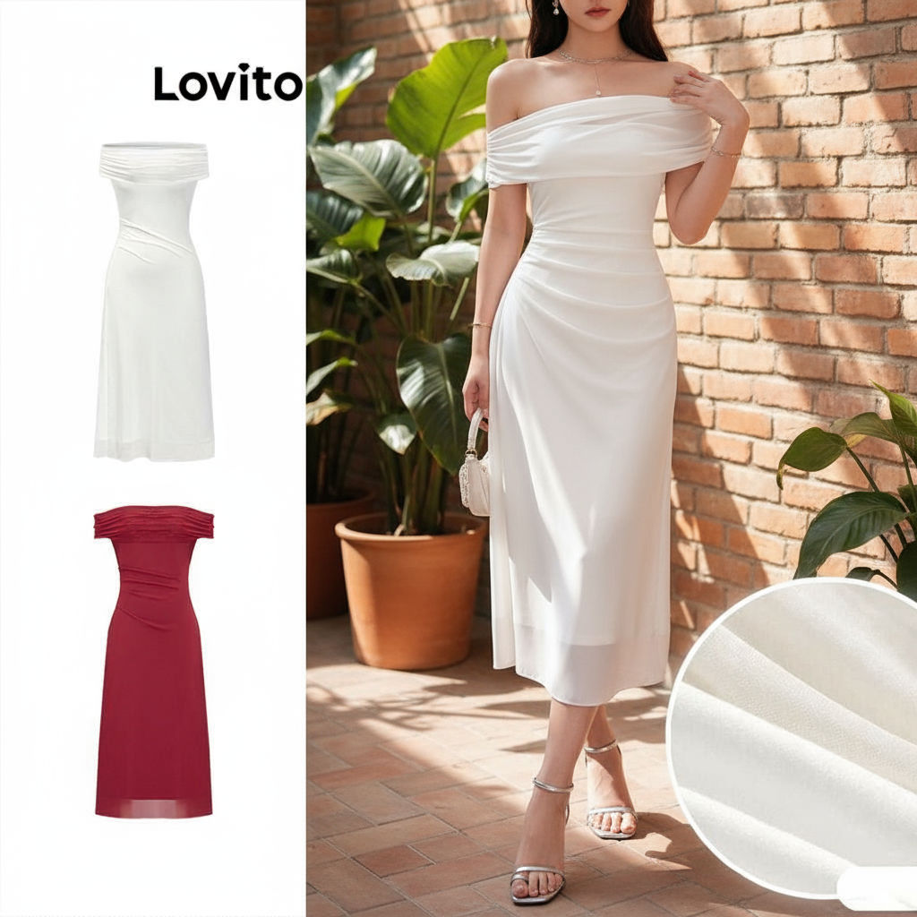Lovito Vestido Feminino de Malha Liso com Contraste Elegante L87ED310 (Multicolorido) em Oferta na Shopee