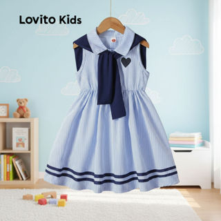 Lovito Kids Vestido Fofo de Cor em Bloco Primavera/verão Azul para menina L160LD194\2 em Oferta na Shopee