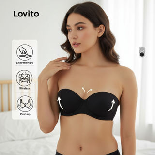 Lovito Sutiã Push-up Elegante Sem Alças Sem Costas Com Bojo Removível E Sem Fio Para Mulheres L344l016\3 em Oferta na Shopee