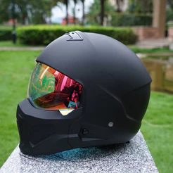 Capacete de motocicleta retrô leve, integral, em ABS, para homens e mulheres