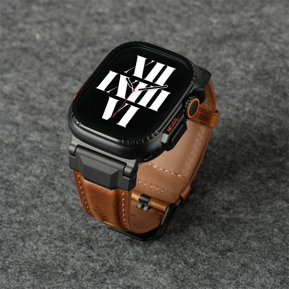 Pulseira de couro legítimo para Apple Watch Ultra 3 2 49mm 44mm 45mm 46mm, novo