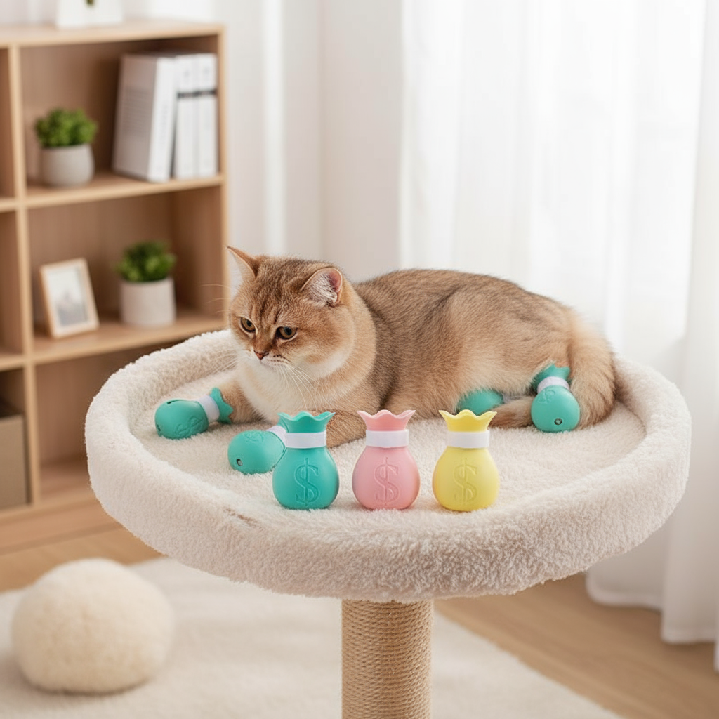 4pcs Capas para Patas de Gato Anti-Arranhão Anti-Mordida Luvas para Suprimentos de Limpeza de Gatos