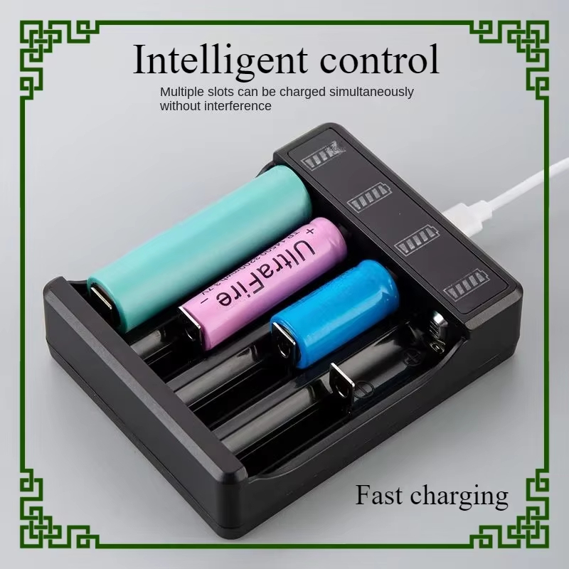 Carregador Universal de Bateria com Indicador LED Cabo 3.7V Bateria de Lítio Recarregável Inteligente para 18650 26650