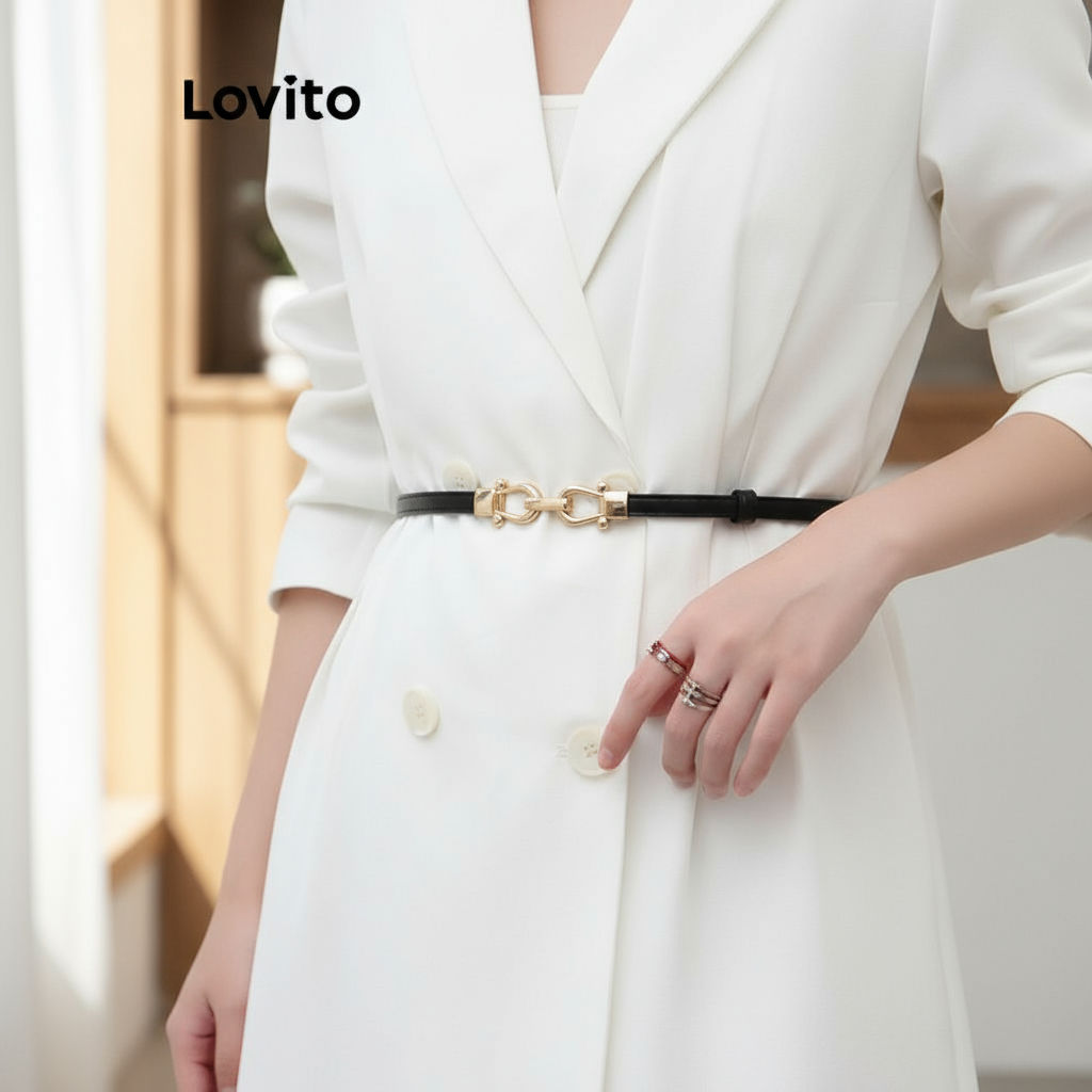 Lovito Cinto Casual Dia dos Namorados Feminino L69AD040 - Preto