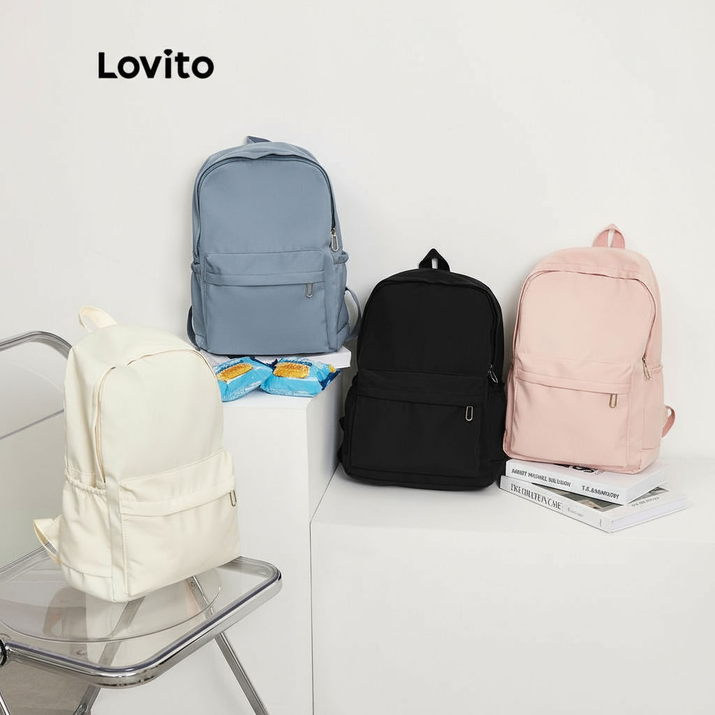 Lovito Mochila Dupla Ombro Colorblock L41BA05 Multi-Compartimentos Pulseira