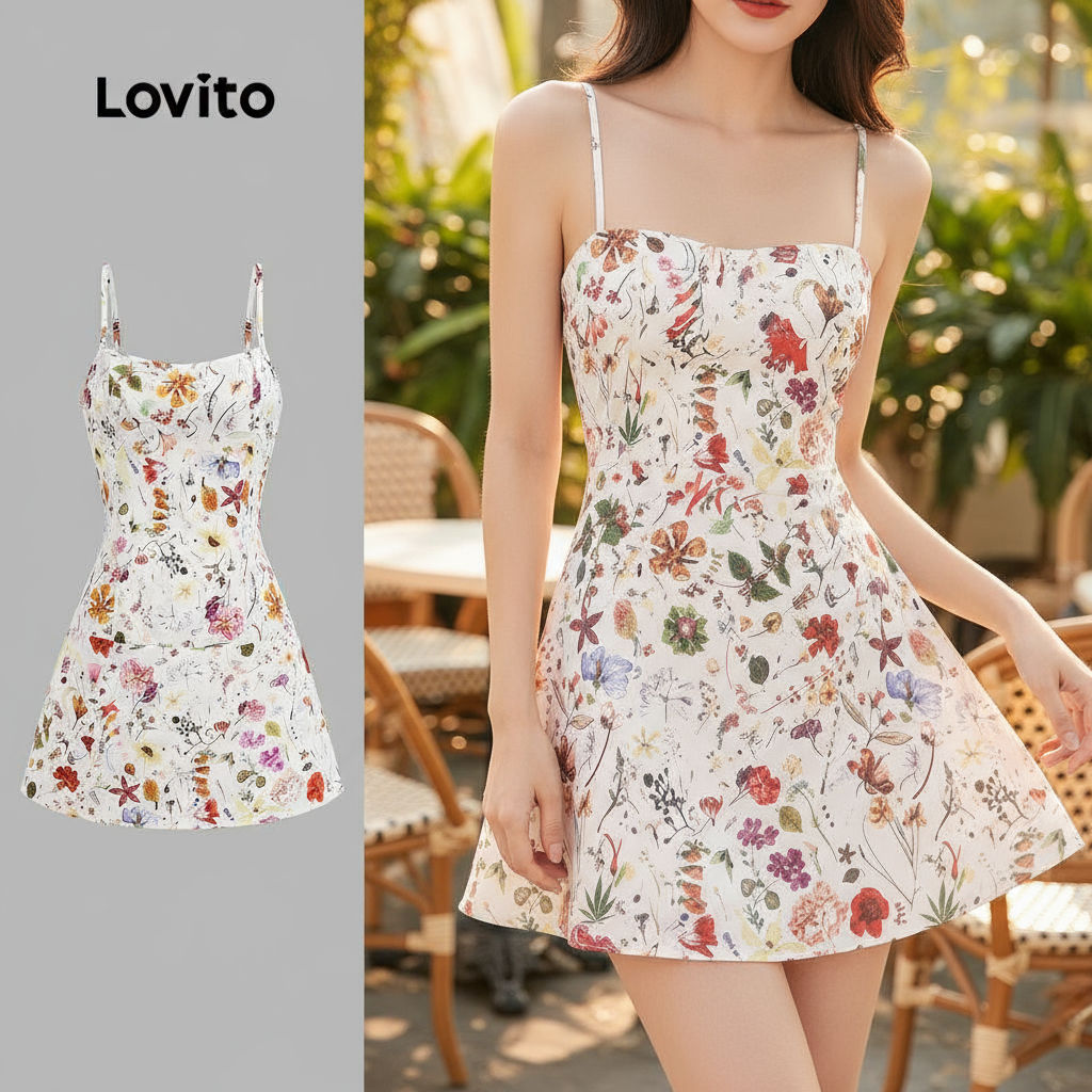 Lovito Vestido Feminino Casual com Estampa Floral L133AD583 em Oferta na Shopee