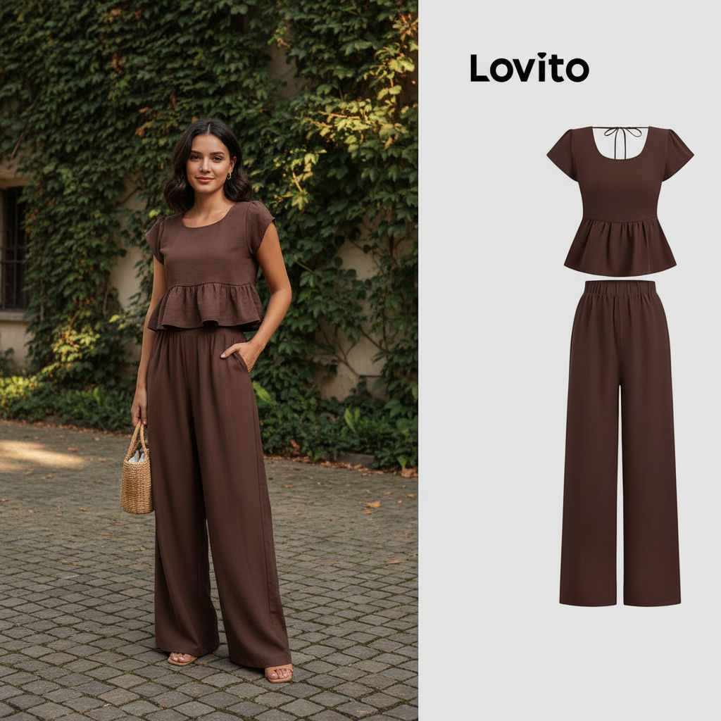 Lovito Tops ou Shorts Casuais com Laço Nas Costas para Primavera/verão para Mulheres L143ED854\3 em Oferta na Shopee