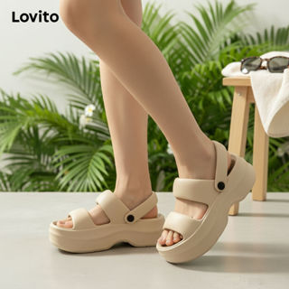 Sandália Feminina Plana Casual Lovito 6cm com Alças Duplas e EVA Antiderrapante LFA59260 em Oferta na Shopee