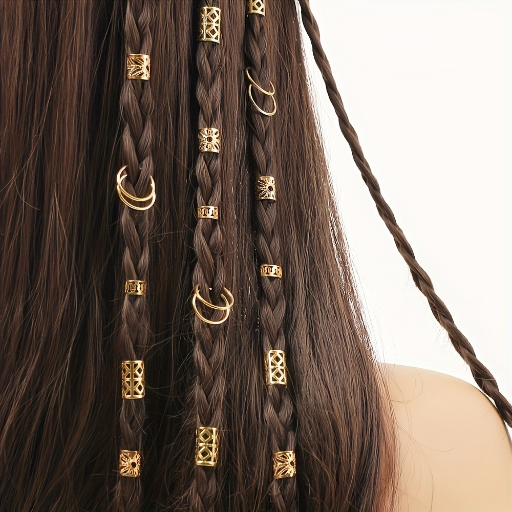 80 Peças Novos Acessórios De Dreadlock De Cabelo Com Trança Oca , Conjunto De Anéis E Clipes