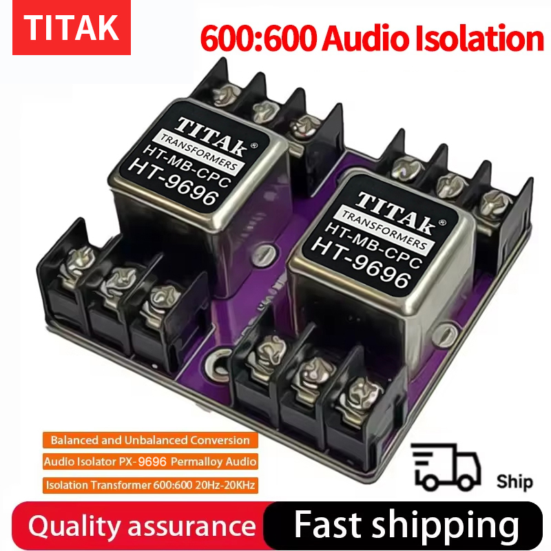 Isolador de Áudio Conversor Balanceado e Desbalanceado HT-9696 Transformador de Isolamento de Áudio Permalloy 600:600