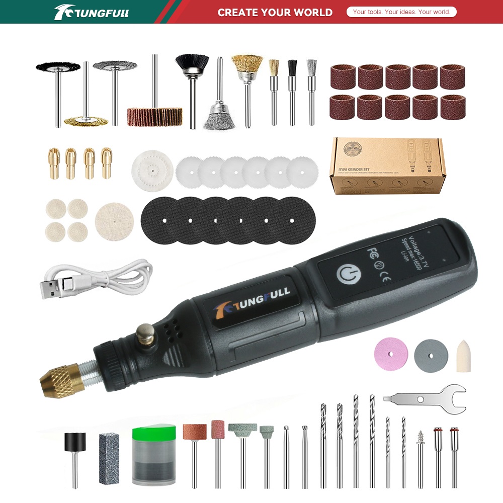 Um Conjunto De Furadeira Sem Fio Recarregável , Máquina De Polimento De Gravação USB , Ferramenta Rotativa Portátil Para