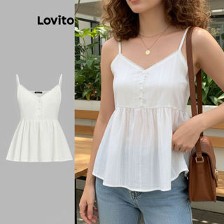 Lovito Regata Casual Gola Lisa E Babados Para Mulheres L105MD627\3 em Oferta na Shopee