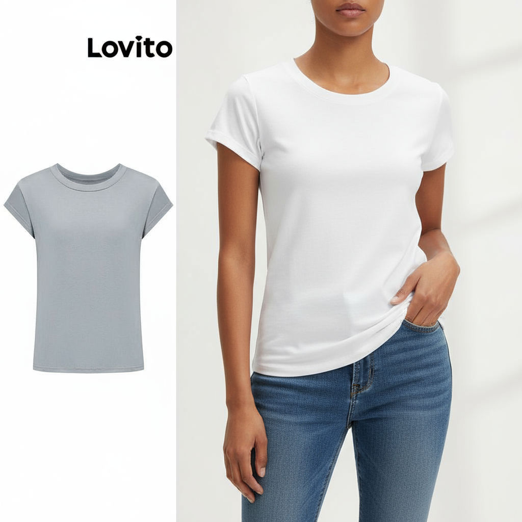 Lovito Blusa Casual Feminina Verão LNE37151