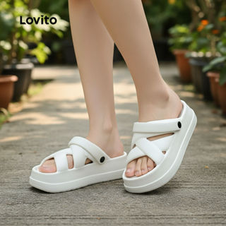 Lovito Feminina Casual Criss Cross Rasteira Sandália LFA60401 em Oferta na Shopee