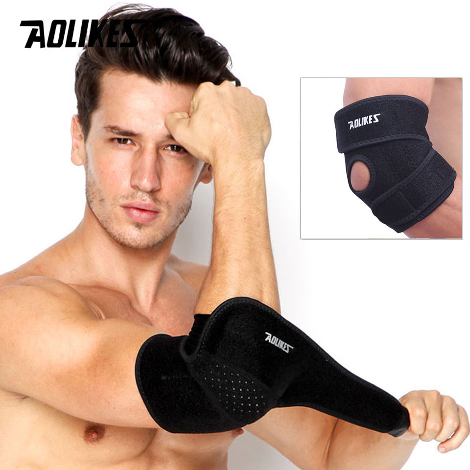 Aolikes 1 peça suporte ajustável para cotovelo, respirável, leve, acessório esportivo e de segurança para braços