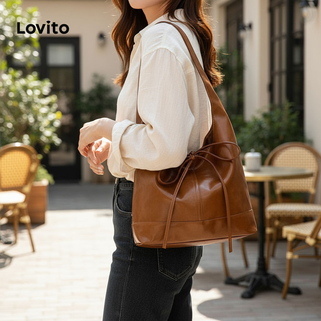 FB60-DEC24-D-Korea depound24 Novo estilo bolsa de gravata borboleta francesa de grande capacidade elegante bolsa de ombr em Oferta na Shopee