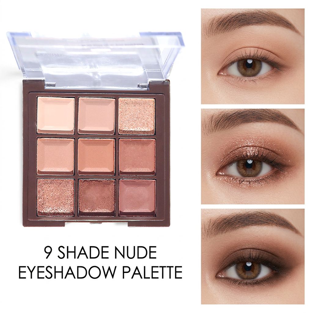 Paleta De Sombras Brilhantes Com 9 Cores , Maquiagem Acessível , Brilho Fino , Alto Pigmento , À Prova D'água , Tom De T