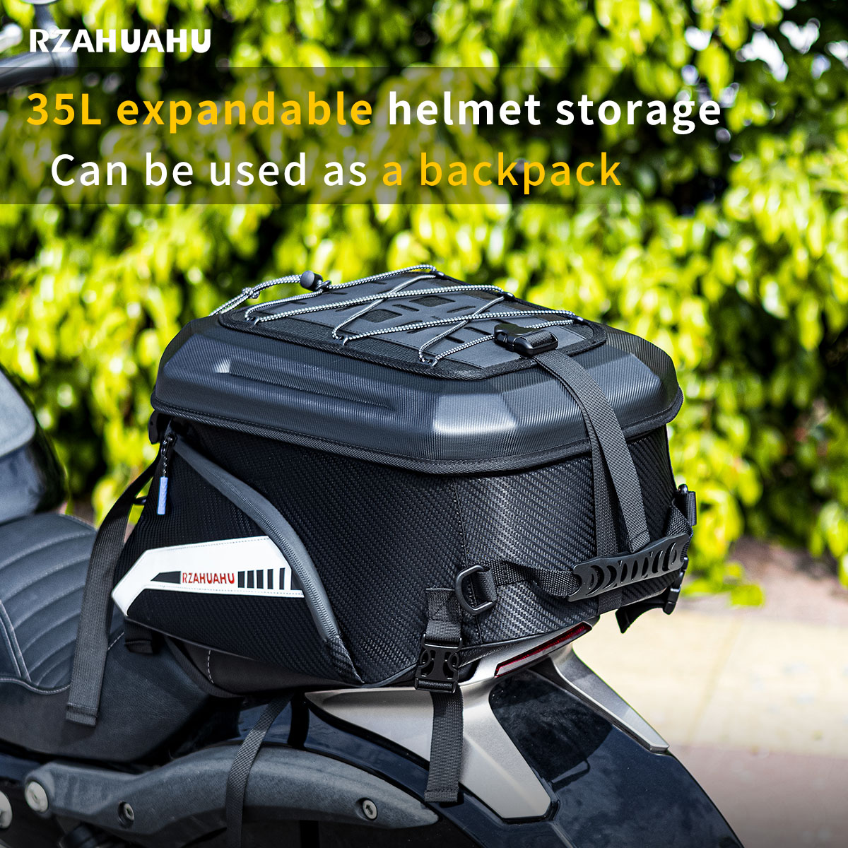 35L Bolsa Traseira de Motocicleta Expansível, Mochila Conversível, Armazenamento para Capacete, Bagagem Impermeável para
