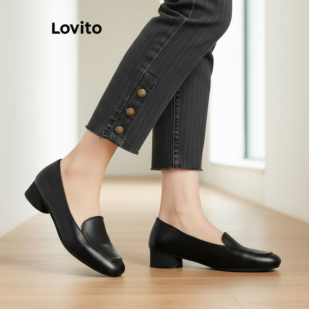 Lovito Mocassins Femininos Leves e Confortáveis em Couro Macio com Design Simples LFA70184 em Oferta na Shopee