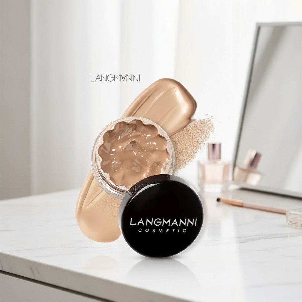 Langmanni 12ml Creme Base Corretiva Iluminadora - Efeito Clareador, Dura o Dia Todo