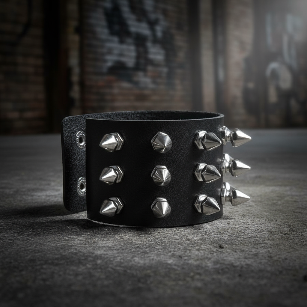  Pulseira de Couro com Spikes para Hip Hop | Acessório de Pulso Ajustável Gótico Punk Unissex