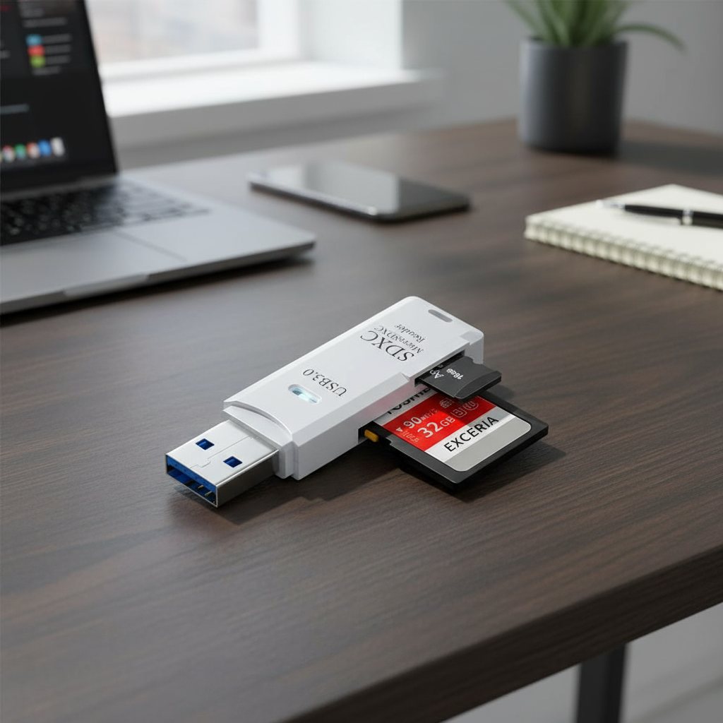 Adaptador Leitor de Cartão USB 3.0 SD 2 em 1 para Cartão de Memória TF Compatível com Laptop PC Acessórios Múltiplos