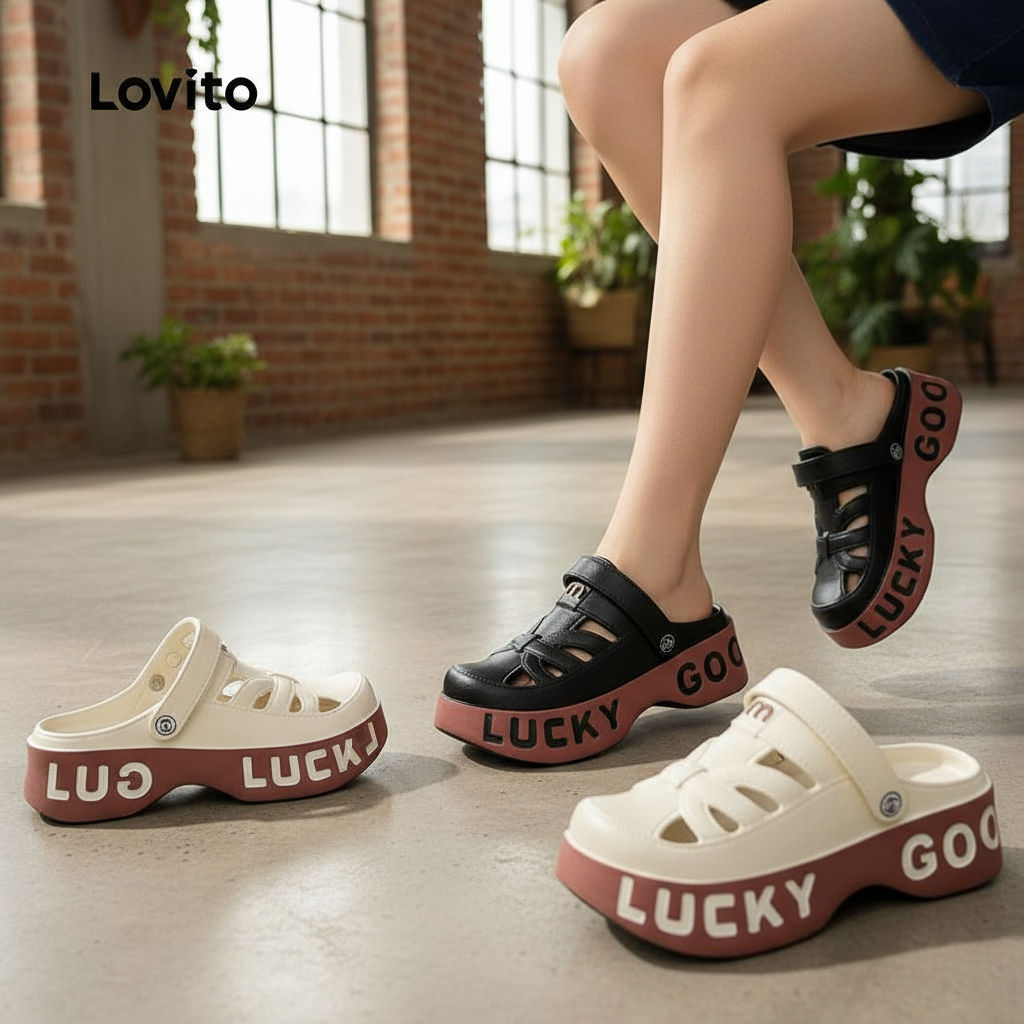 Lovito Sandálias Casuais Femininas Coloridas com Sola Grossa Antiderrapante LFA76356 em Oferta na Shopee