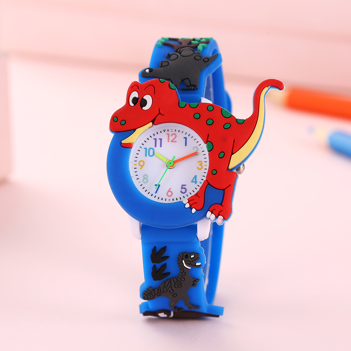 Relógio Infantil Com Pulseira De Silicone Tema De Dinossauro E Conforto Suave Para Meninos Meninas