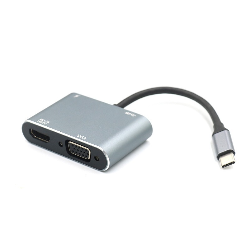 Adaptador Tipo C Para HDMI 4K VGA 1080P Hub USB 4 Em 1 Cabo Divisor De Porta PD De 87 W PC Laptop