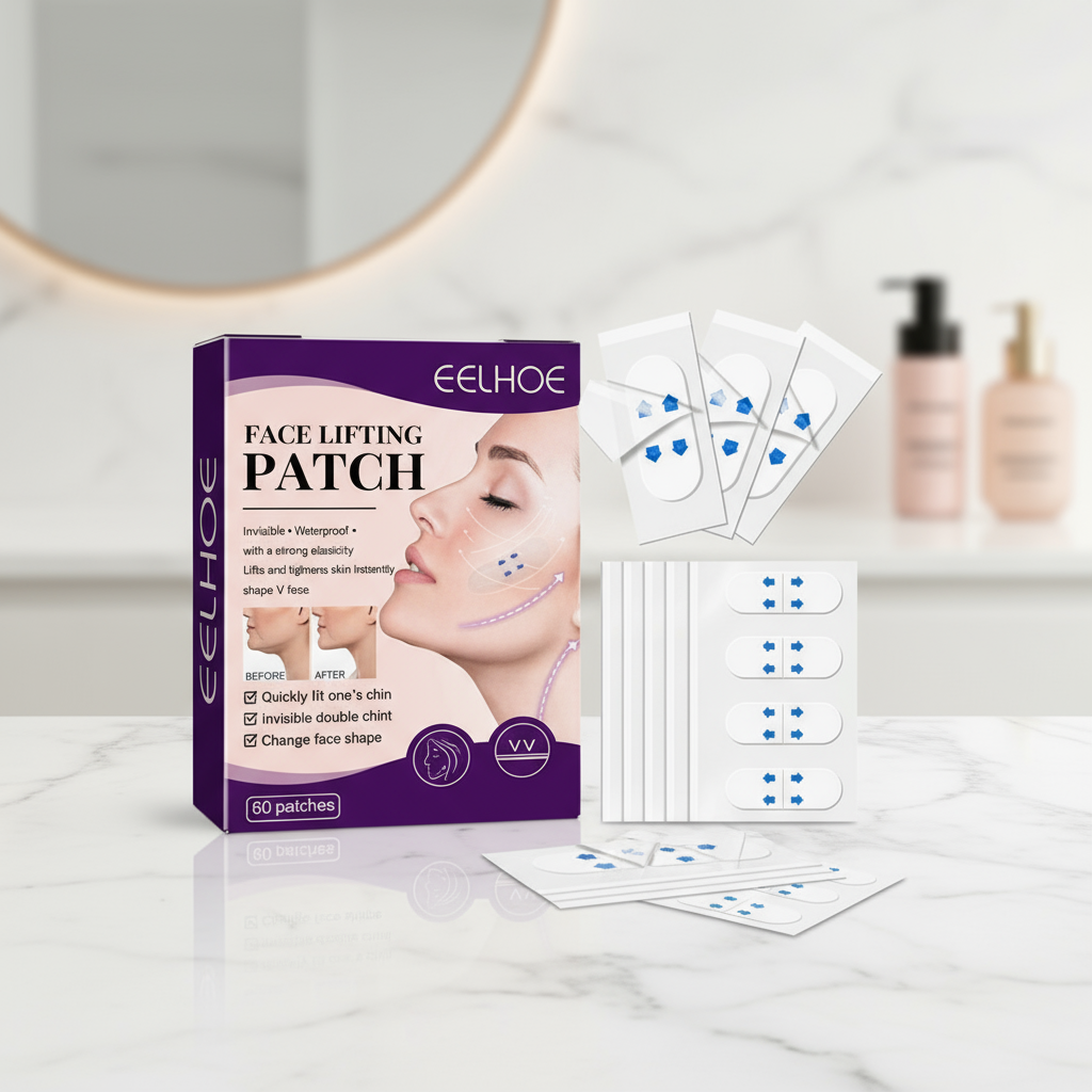 Fita de Elevação Facial Invisível V-Line, 60 Unidades, Impermeável, Respirável, Firmeza do Queixo