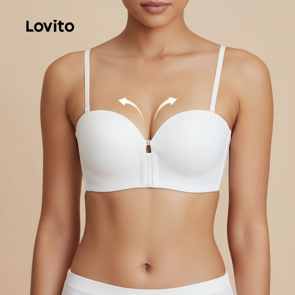 Lovito Bralette Confortável De Pele Macia Com Fechos Frontais Sutiã De Verão Feminino LNM66068 em Oferta na Shopee