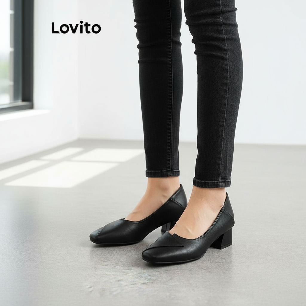 Lovito Sapatos profissionais simples e britânico salto Formal para mulheres LFA71142\4