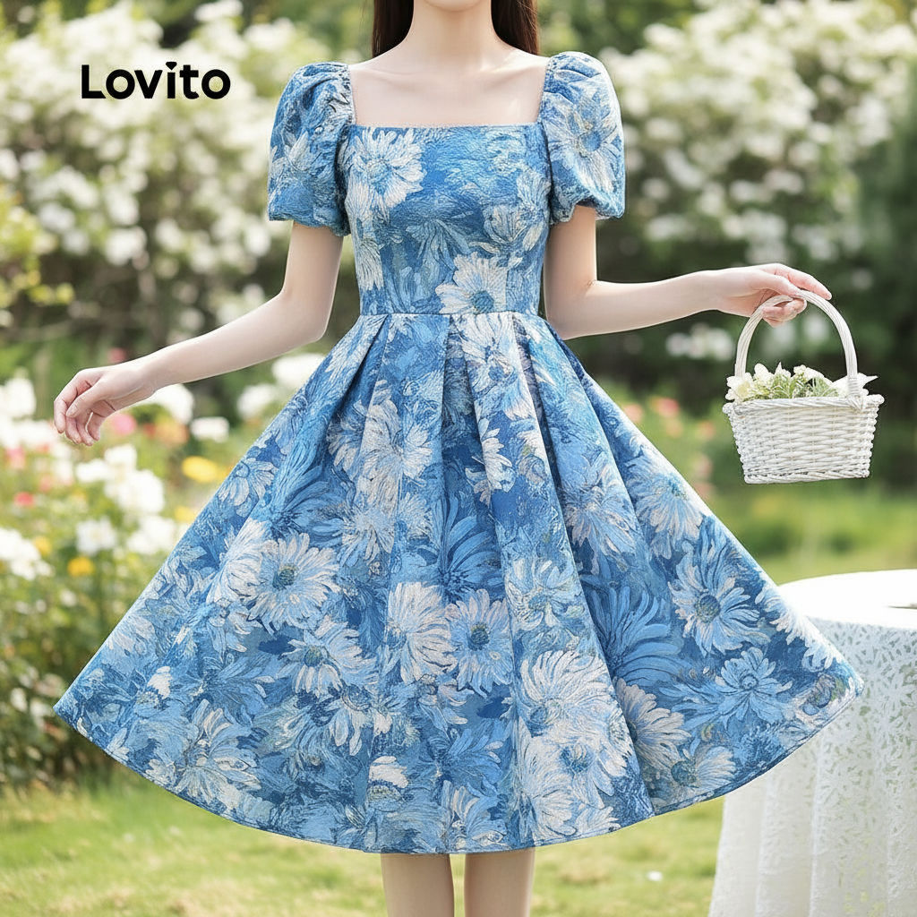 Lovito Vestido Feminino Casual com Zíper, Confortável e Suave para Estacão de Primavera/Verão LB135LD366 em Oferta na Shopee
