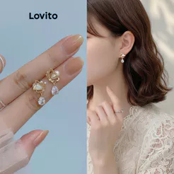 Lovito Brincos Elegantes De Borboleta Com Strass Estilo Coreano Para Mulheres Lfa23330 4