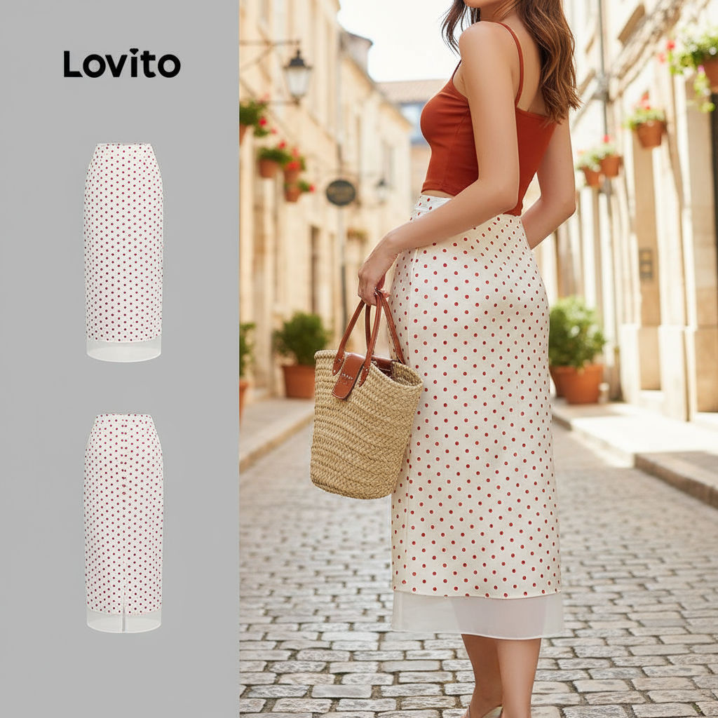 Lovito Saias Femininas Casual 2 Em 1 Costura Tecido Primavera Verão Branco para Mulheres L139AD042