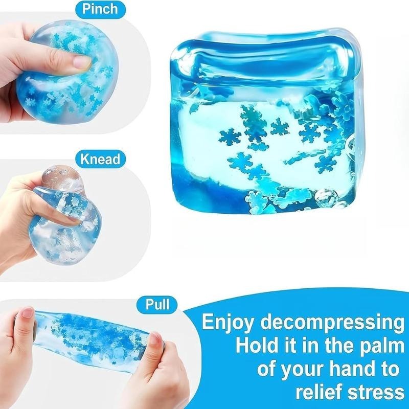 Cubo de água refrescante de verão, brinquedo de borracha macia para apertar e descomprimir, bloco de flocos de neve
