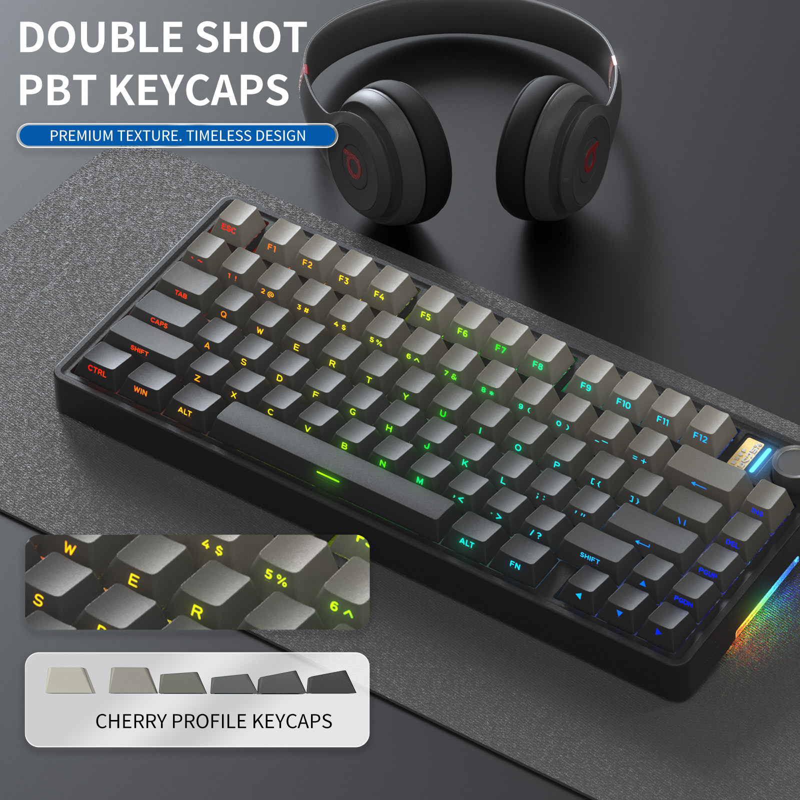 Teclado Mecânico Sem Fio | Mini Teclado Mecânico Retrô | Teclado Ergonômico Hot Swap RGB 75% com Estrutura de Junta