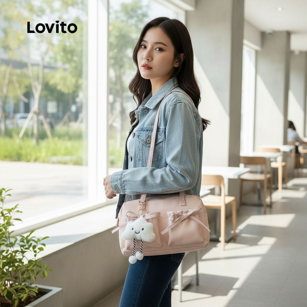 Lovito Bolsa de Ombro Pequena Feminina Estilo Coreano com Laço Fofo e Múltiplos Bolsos Modelo Boston LFA80FX006 em Oferta na Shopee